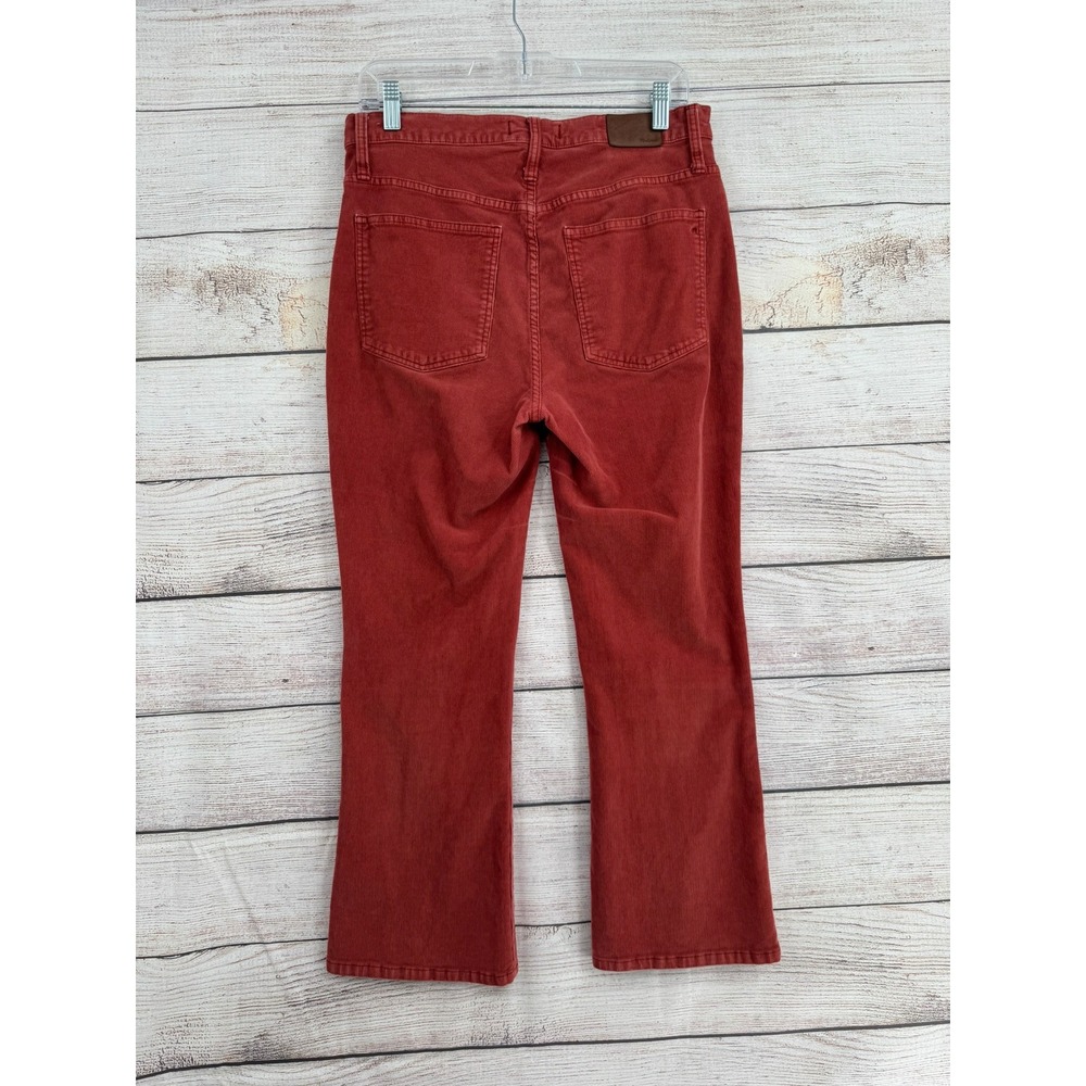 Madewell Cali Demi-Boot Pants Women 30 Red Corduroy High Rise Button Fly M0602 - Picture 2 of 10